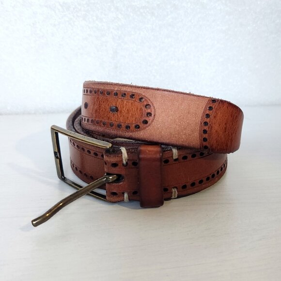BRAVE Genuine Leather Cognac Colored Belt - Picture 1 of 5